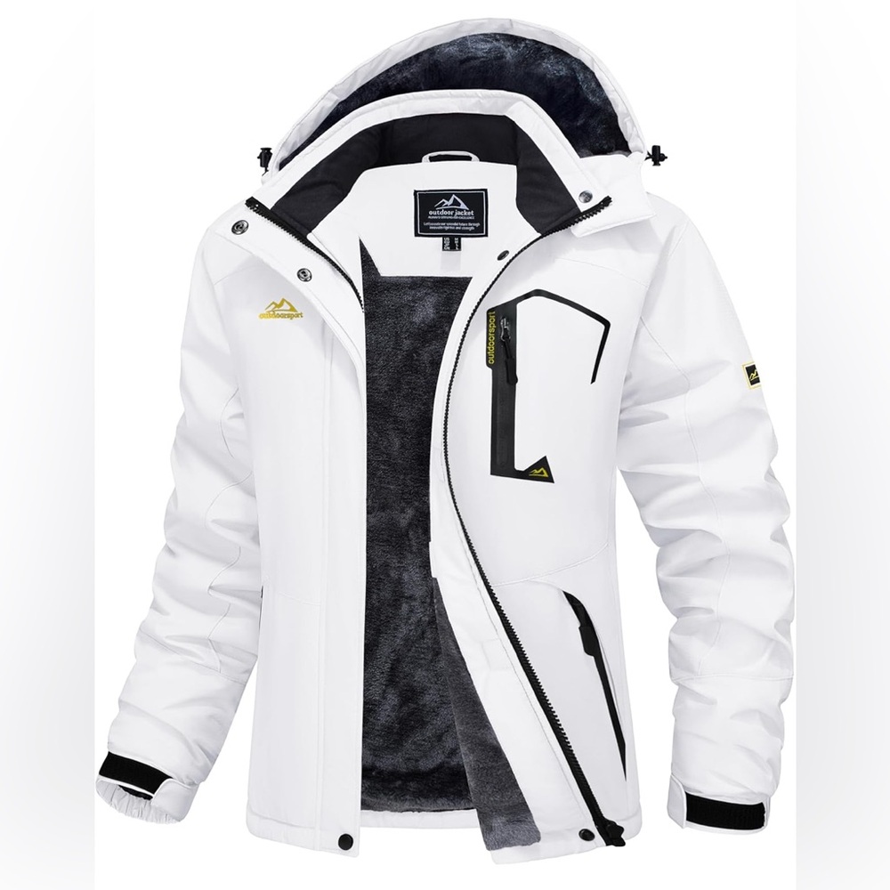 Women’s White Waterproof-Windproof-Fleece Lined Insulated Snow/Ski Jacket w/Hood